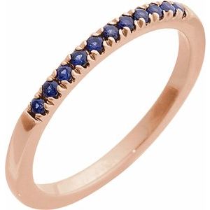 10K Rose Gold Lab-Grown Blue Sapphire Stackable Ring
