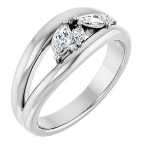 14K White Gold 1/3 CTW Natural Diamond Negative Space Ring