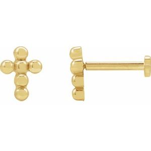 Beaded Cross Stud Earring
