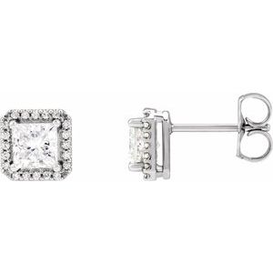 Platinum 3/4 CTW Natural Diamond Halo-Style Earrings