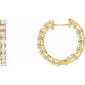 14K Yellow Gold 2 5/8 CTW Lab-Grown Diamond Inside-Outside 20.6 mm Hoop Earrings