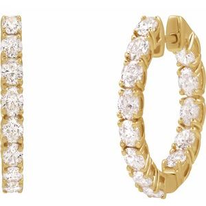 14K Yellow 2 5/8 CTW Natural Diamond Inside-Outside 20.6 mm Hoop Earrings