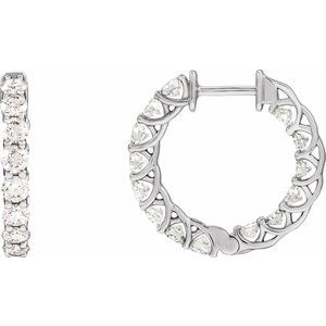 14K White Gold 2 1/5 CTW Lab-Grown Diamond Inside-Outside 19.7 mm Hoop Earrings