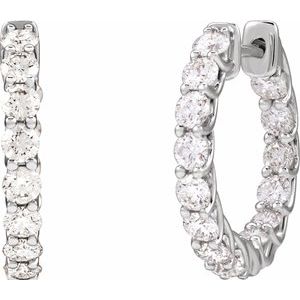 14K White Gold 2 1/5 CTW Natural Diamond Inside-Outside 19.7 mm Hoop Earrings – image 2