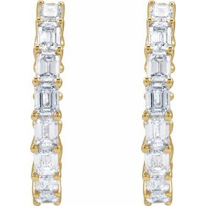 14K Yellow Gold 3 CTW Natural Diamond Inside-Outside 21.2 mm Hoop Earrings – image 3