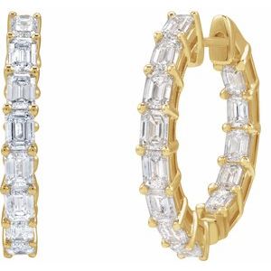 14K Yellow Gold 3 CTW Natural Diamond Inside-Outside 21.2 mm Hoop Earrings – image 2