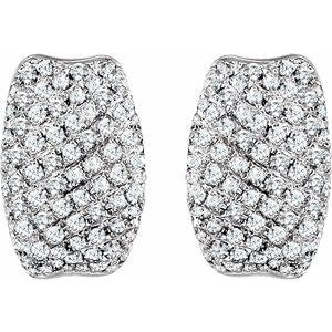 14K White Gold 9/10 CTW Natural Diamond Hoop Earrings – image 2