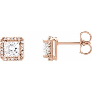 14K Rose Gold 3/4 CTW Natural Diamond Halo-Style Earrings