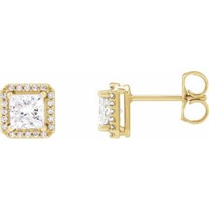 14K Yellow Gold 3/4 CTW Natural Diamond Halo-Style Earrings