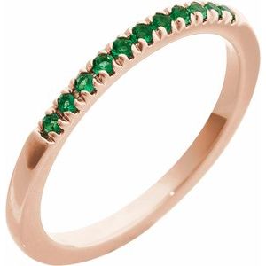14K Rose Natural Emerald Stackable Ring