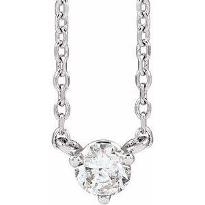 Sterling Silver 1/6 CT Natural Diamond 3-Prong 18" Necklace