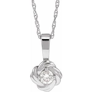 Sterling Silver 1/5 CT Natural Diamond Knot 18" Necklace