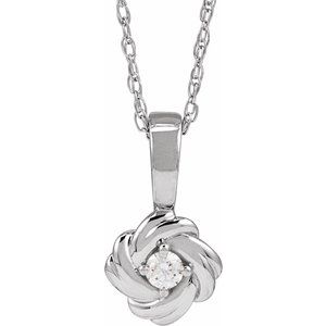 Platinum 1/10 CT Natural Diamond Knot 18" Necklace
