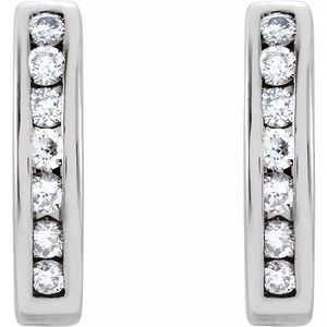 14K White Gold 1/4 CTW Natural Diamond J-Hoop Earrings – image 2