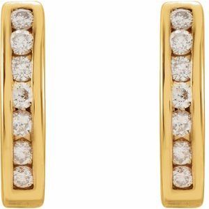 14K Yellow Gold 1/4 CTW Natural Diamond J-Hoop Earrings – image 2