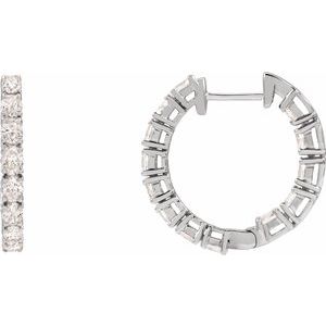 14K White Gold 2 5/8 CTW Natural Diamond Inside-Outside 20.6 mm Hoop Earrings