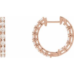 14K Rose Gold 2 5/8 CTW Natural Diamond Inside-Outside 20.6 mm Hoop Earrings