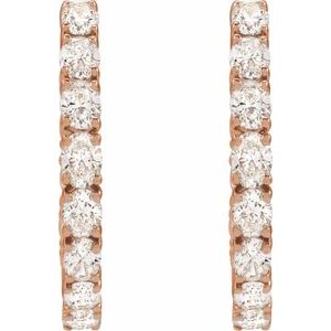 14K Rose Gold 2 5/8 CTW Natural Diamond Inside-Outside 20.6 mm Hoop Earrings – image 3