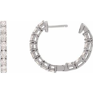 14K White Gold 2 5/8 CTW Natural Diamond Inside-Outside 20.6 mm Hoop Earrings – image 4