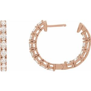 14K Rose Gold 2 5/8 CTW Natural Diamond Inside-Outside 20.6 mm Hoop Earrings – image 4