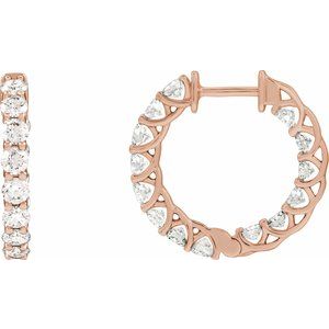 14K Rose Gold 2 1/5 CTW Natural Diamond Inside-Outside 19.7 mm Hoop Earrings