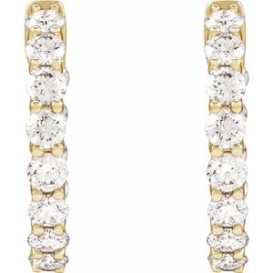 14K Yellow Gold 2 1/5 CTW Natural Diamond Inside-Outside 19.7 mm Hoop Earrings – image 3