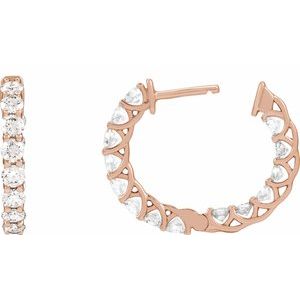 14K Rose Gold 2 1/5 CTW Natural Diamond Inside-Outside 19.7 mm Hoop Earrings – image 4