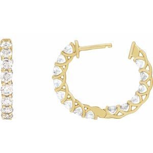 14K Yellow Gold 2 1/5 CTW Natural Diamond Inside-Outside 19.7 mm Hoop Earrings – image 4