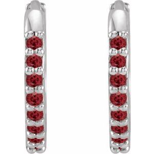 Sterling Silver Lab-Grown Ruby Hinged 12.5 mm Hoop Earrings – image 2