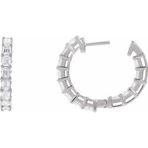 14K White Gold 3 CTW Natural Diamond Inside-Outside 21.2 mm Hoop Earrings – image 4