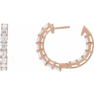 14K Rose Gold 3 CTW Natural Diamond Inside-Outside 21.2 mm Hoop Earrings – image 4