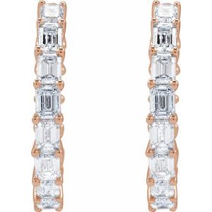 14K Rose Gold 3 CTW Natural Diamond Inside-Outside 21.2 mm Hoop Earrings – image 3