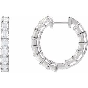 14K White Gold 3 CTW Natural Diamond Inside-Outside 21.2 mm Hoop Earrings