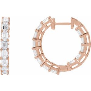 14K Rose Gold 3 CTW Natural Diamond Inside-Outside 21.2 mm Hoop Earrings