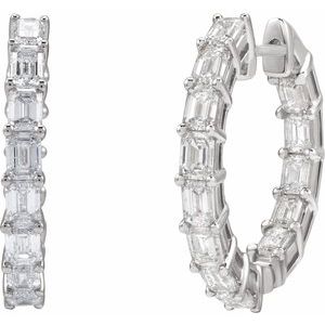 14K White Gold 3 CTW Natural Diamond Inside-Outside 21.2 mm Hoop Earrings – image 2