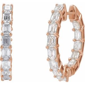 14K Rose Gold 3 CTW Natural Diamond Inside-Outside 21.2 mm Hoop Earrings – image 2