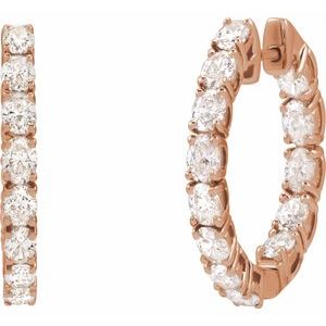 14K Rose Gold 2 5/8 CTW Natural Diamond Inside-Outside 20.6 mm Hoop Earrings – image 2