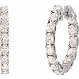 14K White Gold 2 5/8 CTW Natural Diamond Inside-Outside 20.6 mm Hoop Earrings