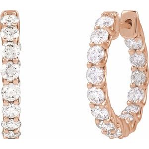 14K Rose Gold 2 1/5 CTW Natural Diamond Inside-Outside 19.7 mm Hoop Earrings – image 2