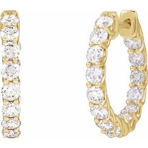 14K Yellow Gold 2 1/5 CTW Natural Diamond Inside-Outside 19.7 mm Hoop Earrings – image 2