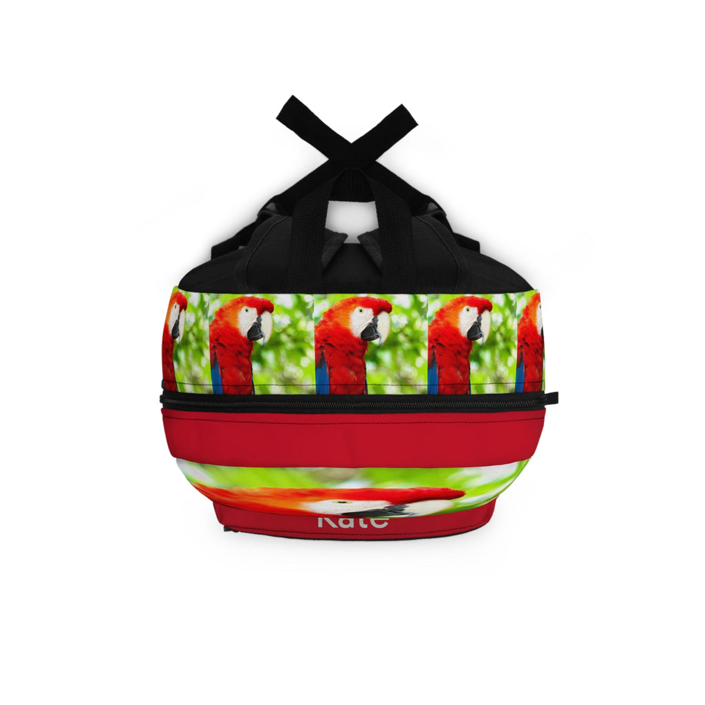 Personalized Backpack - Red Macaw Bird, Tropical Design, Nature Lover, School Bag, Travel Backpack, Outdoor Adventure