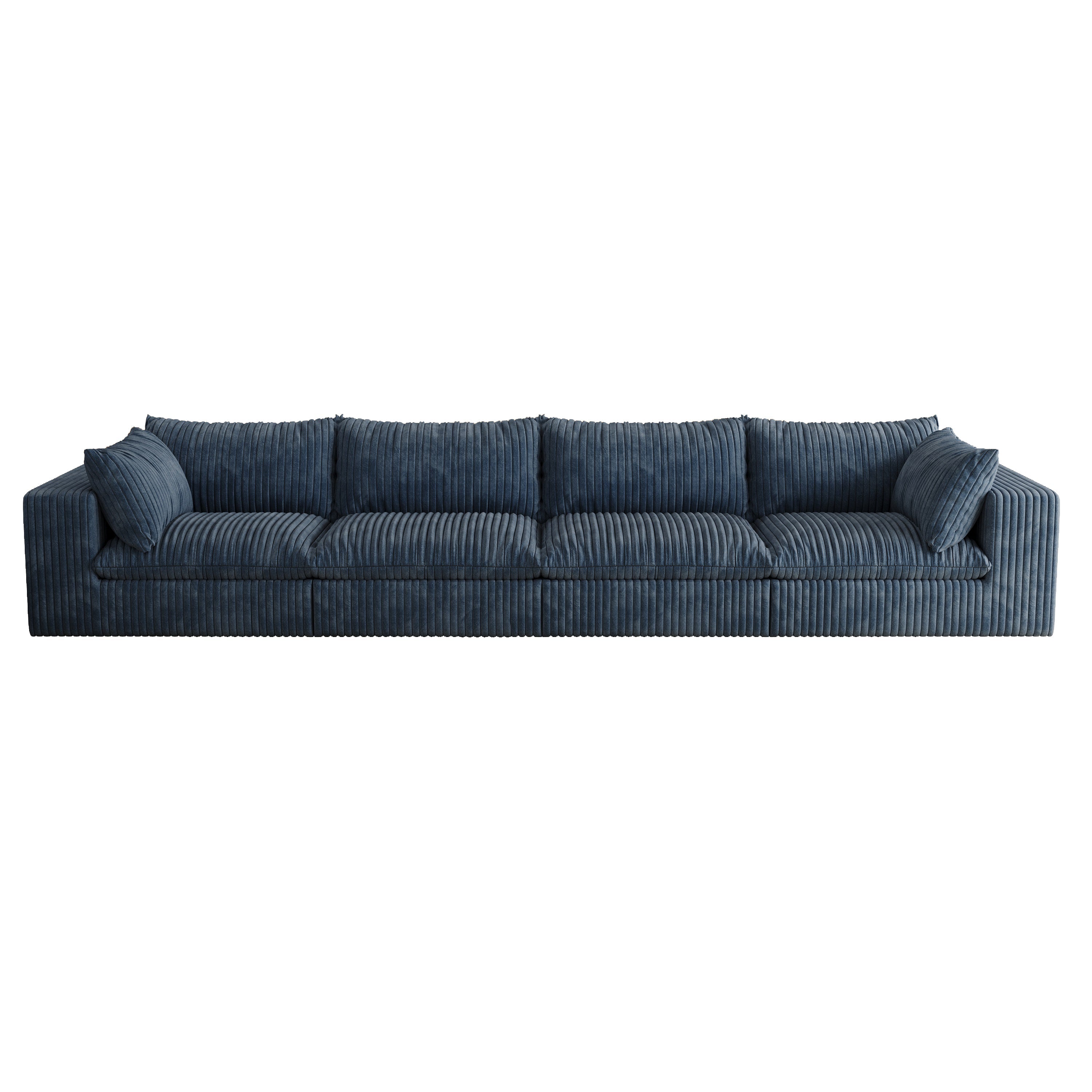 157.6'Cloud Sofa,Corduroy Fabric,Deep Seat Couches,Double-layer design,Removable  Cushion,No Assembly,DIY Combination for Living room, Bedroom,Conference room ,Apartment,Blue