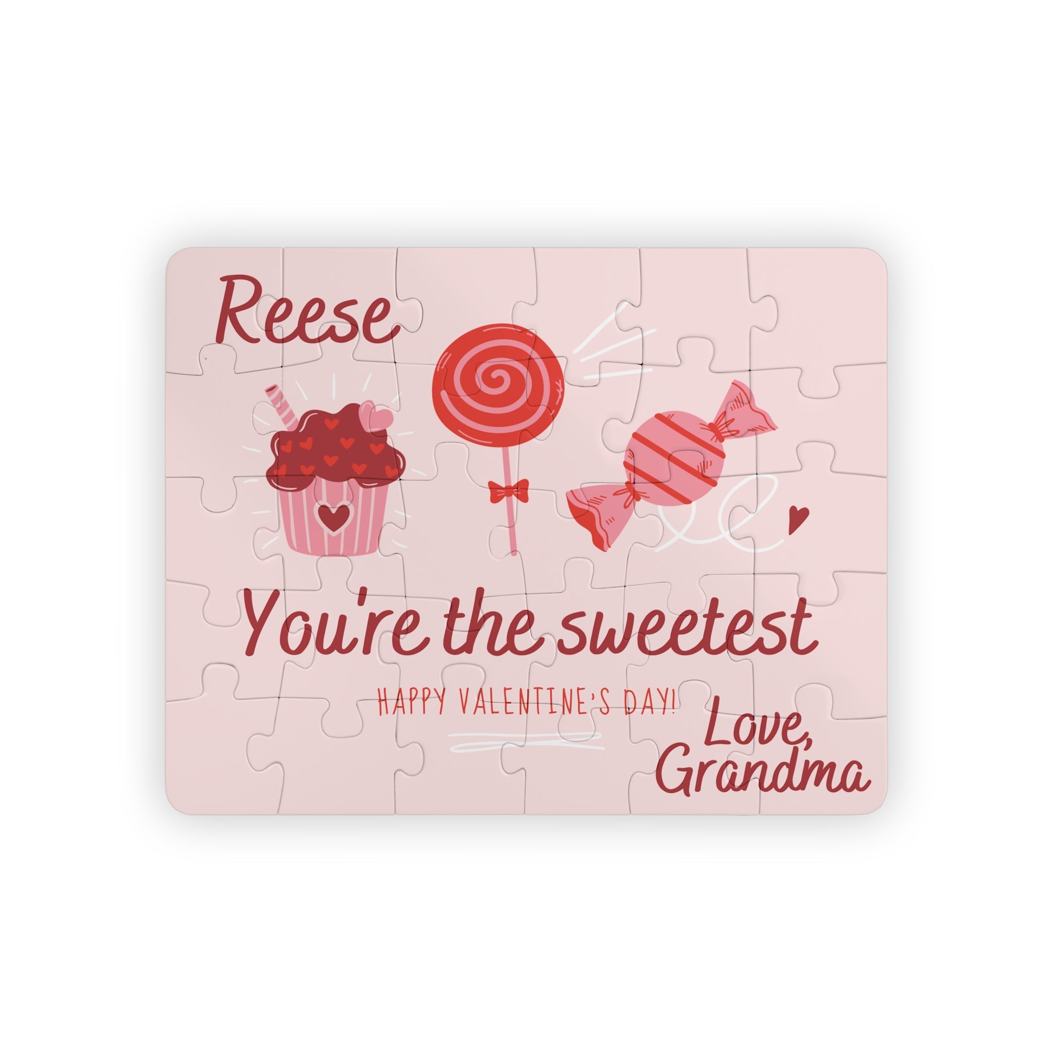 Personalized Kid's 30-Piece Valentine's Day Puzzle - "You're the Sweetest" Candy Theme