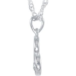 14K White Gold .015 CT Natural Diamond Heart 18" Necklace