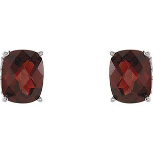 14K White Gold Natural Mozambique Garnet Vintage-Inspired Scroll Earrings – image 2