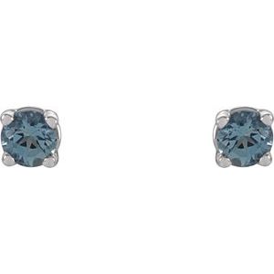 14K White Gold 2.5 mm Natural Aquamarine Earrings – image 2
