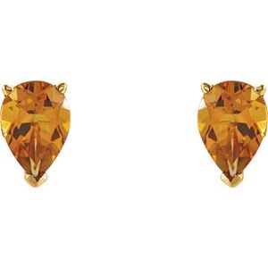 14K Yellow Gold 7x5 mm Pear Natural Citrine Earrings