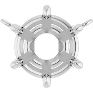 18K White Gold 8.4 mm Round 6-Prong Claw Necklace Center