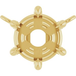 10K Yellow Gold 7 mm Round 6-Prong Claw Necklace Center