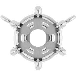 14K White Gold 7 mm Round 6-Prong Claw Necklace Center